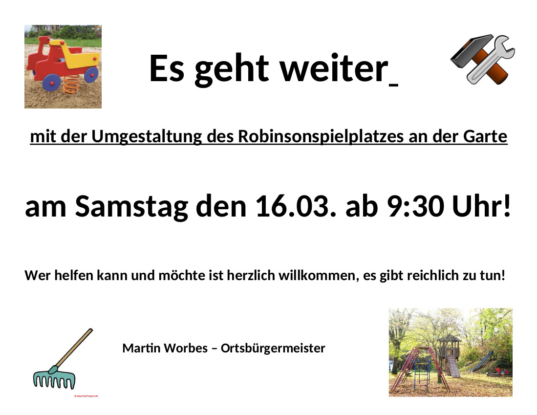 2024-03-16 Helfer gesucht für Robinsonspielplatz Diemarden