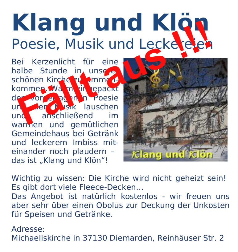 Klang und Klön fällt aus, Diemarden
