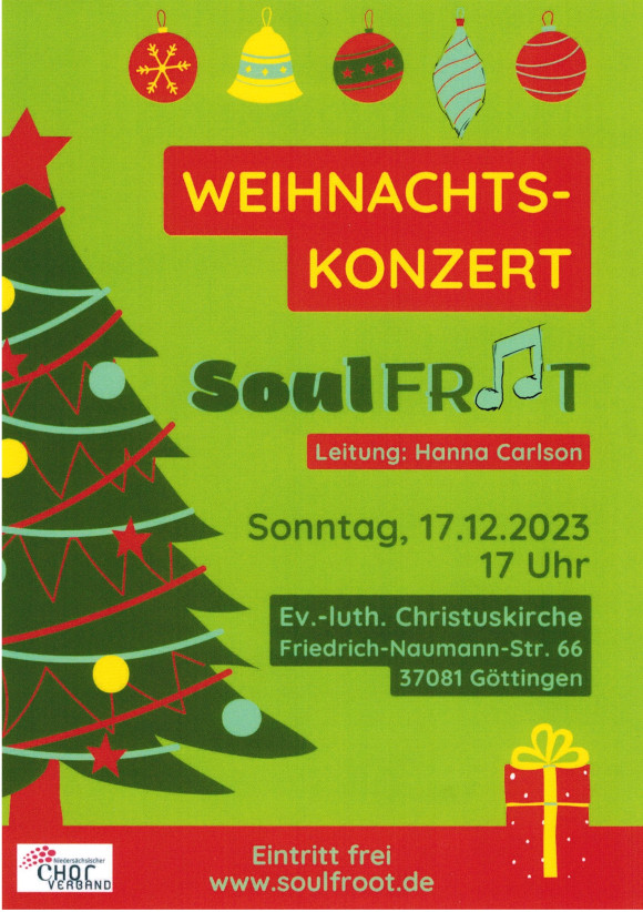 Weihnachtskonzert Soulfroot Göttingen 2023
