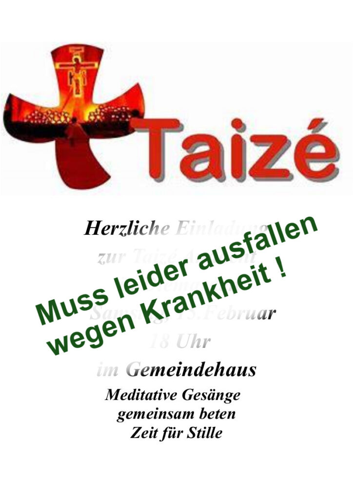 Taizé-Andacht Diemarden fällt aus